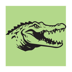 Naklejka premium Black and green alligator head vector illustration representing powerful nature and aggression