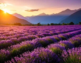 Obraz premium Lavender field at sunset (4)