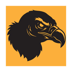 Bold black eagle head silhouette on a golden yellow background ready for designs
