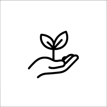 hand holding sprout, black line art clip art preview