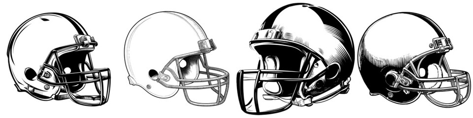 Modern illustration of an American Football Helmet in monochrome