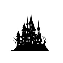 Obraz premium Modern design incorporates a simple castle silhouette set against a white background to form an iconic image