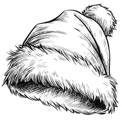 Obraz premium The illustration is a hand-drawn picture of a Santa hat with fluffy trim