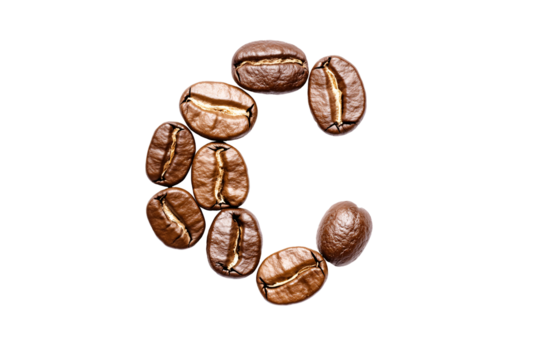 Isolated Letter C Formed by Coffee Beans