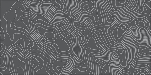 A seamless vector topographic map pattern with subtle,organic light gray contour lines against a dark gray background,creating a minimalist yet complex representation of abstract terrain or a scientif