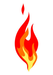 Illustration of stylized fire or flame. Burning red fire or bonfire.