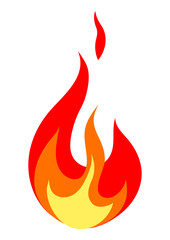Illustration of stylized fire or flame. Burning red fire or bonfire.