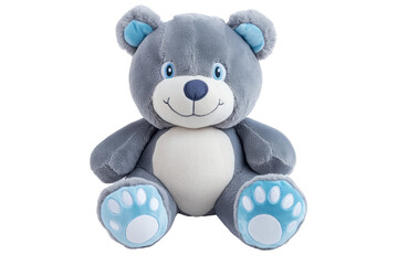 Obraz premium Gray teddy bear with blue accents