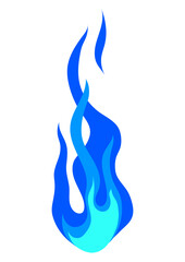 Illustration of stylized fire or flame. Burning blue magic fire or bonfire.