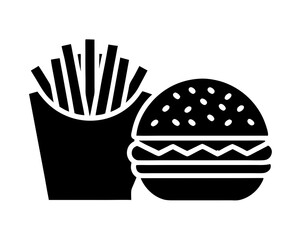 Burger Fries icon vector silhouette illustration isolated on white background