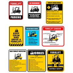Fototapeta premium Forklift set sign and sticker vector