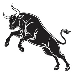 Obraz premium black and white angry bull vector illustration