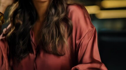 Smiling female customer support operator with headset working in a busy, modern office environment providing assistance