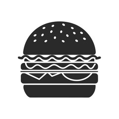 Burger icon vector silhouette illustration isolated on white background