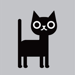 Charming vector cat illustration, black and white, cute design, perfect for art or stickers.