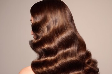 Fototapeta premium Elegant Woman with Glossy Retro Waves Hairstyle