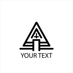 Minimalist Cabin Logo with Hidden Letter A – Black Vector Silhouette Isolated on White Background