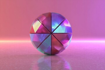 Obraz premium Colorful Geometric Sphere with Reflections on a Vibrant Background