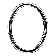 Oval frame with textured, flowing lines.  A minimalist, abstract oval shape composed of multiple overlapping, slightly irregular, dark lines