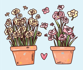 cute vector spring flowers