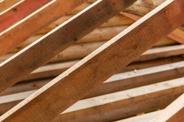 Detailed close-up view of wooden beams