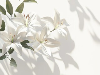 Obraz premium Lily, Rose, and Plum Blossom Bloom on Black Background, Elegant Minimalist Studio Shot for Floral Wallpaper and Nature Design