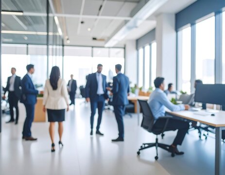 Blurred business people in modern office