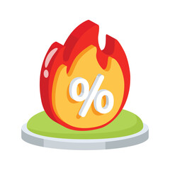 A captivating 2d icon of hot discount tag