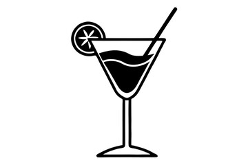 Cocktail icon vector silhouette illustration isolated on white background