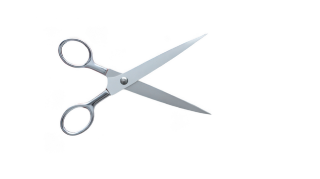 Steel scissors featuring a transparent background, perfect for enhancing creative projects that require a reliable cutting tool. Ideal for various crafts and professional uses