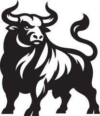 Minimalist Black and White Bull Vector Illustration