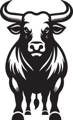 Minimalist Black and White Bull Vector Illustration