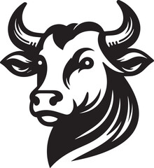 Minimalist Black and White Bull Vector Illustration