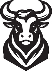 Minimalist Black and White Bull Vector Illustration