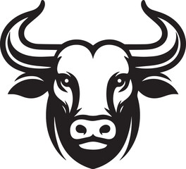 Minimalist Black and White Bull Vector Illustration