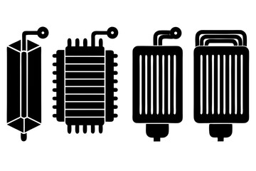 set of Condenser coil vector silhouette illustration isolated on white background