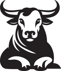 Minimalist Black and White Bull Vector Illustration