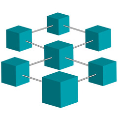 3D Blockchain Chain Technology Icon – 2025 Crypto Symbol, Web 3.0 Growth, Investment and Financial Data for Startup Companies