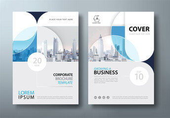 Blue Annual report brochure flyer design template vector, Leaflet, presentation book cover templates, layout in A4 size