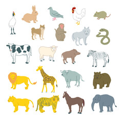 動物イラストセット：ベクター