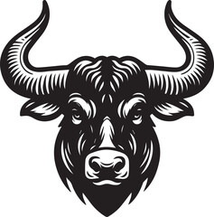 Minimalist Black and White Bull Vector Illustration