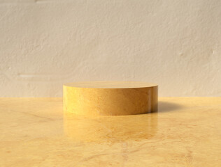Golden Yellow Marble Pedestal Mockup Stage