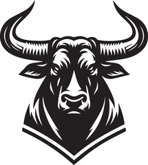 Minimalist Black and White Bull Vector Illustration