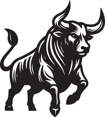 Minimalist Black and White Bull Vector Illustration