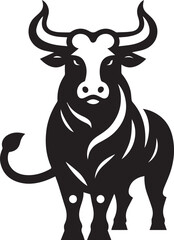 Minimalist Black and White Bull Vector Illustration