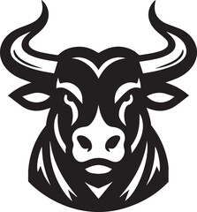 Minimalist Black and White Bull Vector Illustration