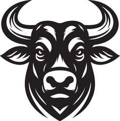 Minimalist Black and White Bull Vector Illustration