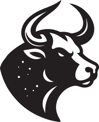 Minimalist Black and White Bull Vector Illustration