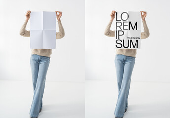 Mockup Of Woman Holding Customizable Poster