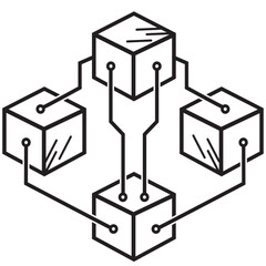 Digital Blockchain Icon Vector – 2025 Crypto Market, Web 3.0 Tech Industry, Financial Growth, Commercial Economy and Startup Investment -Innovative Blockchain Symbol 2025 – Crypto Technology Vector, W